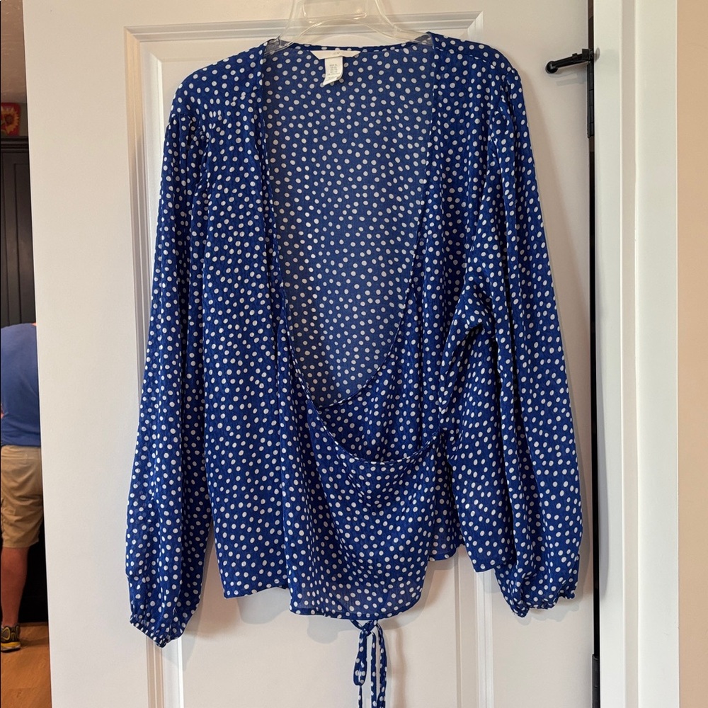 H&M Blue and White Polka Dot Blouse